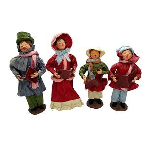 Vintage APEX Paper Mache Christmas Carolers Family Set Of 4 Dickens Byers Dept